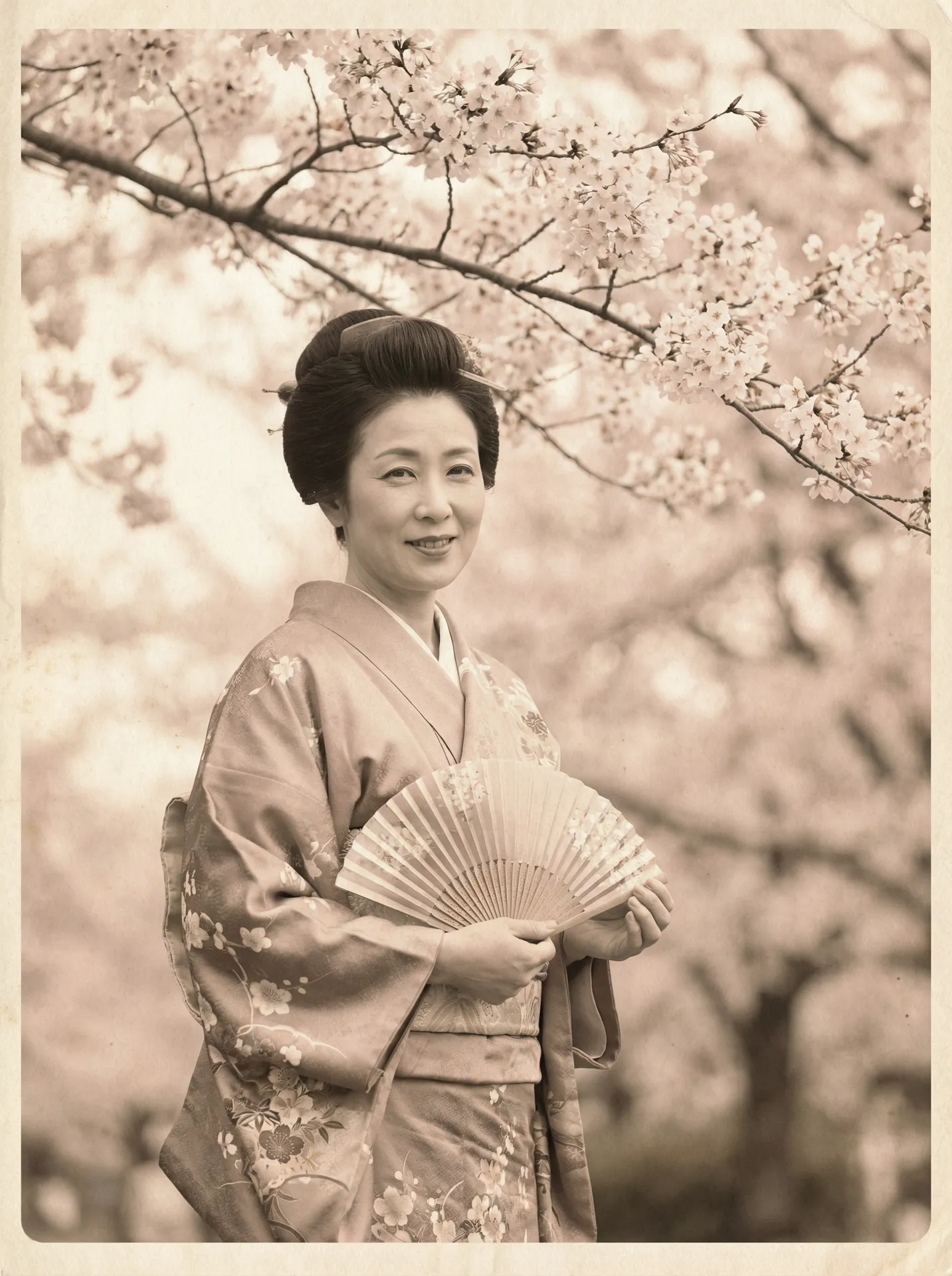 一位持扇的优雅 女神视频-女神写真全集|优质免费视频分享 在樱花树下的复古写真